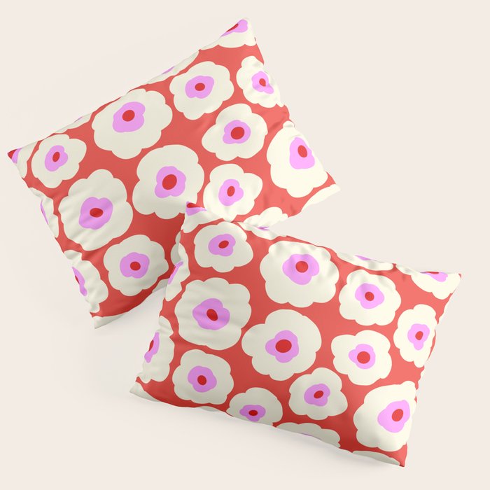 Pink, Red and White Flower Pillow Sham Gallery Image 3