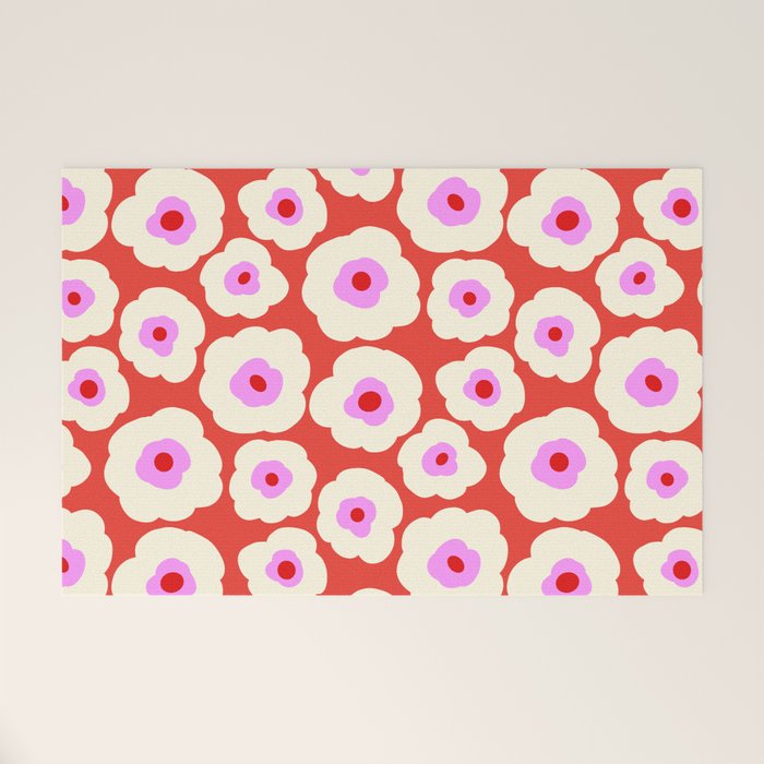 Pink, Red and White Flower Welcome Mat Gallery Image 1