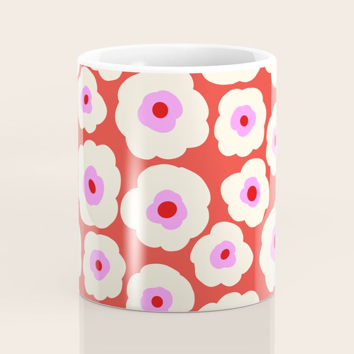 Pink, Red and White Flower Coffee Mug Gallery Image 4