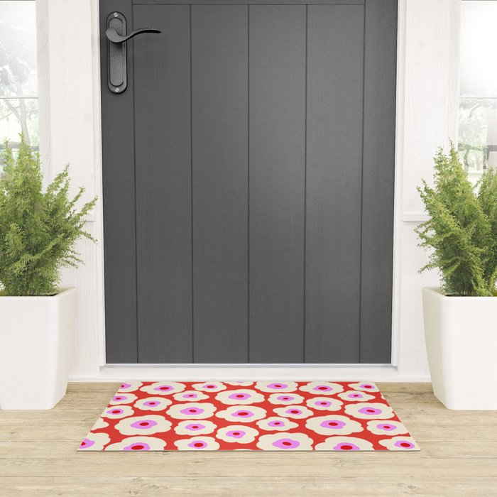 Pink, Red and White Flower Welcome Mat Gallery Image 3