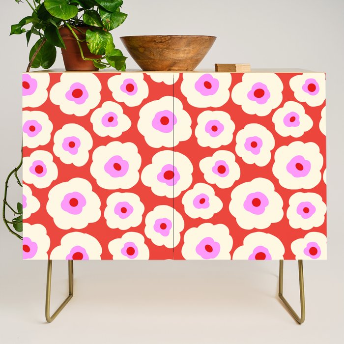 Pink, Red and White Flower Credenza Gallery Image 1