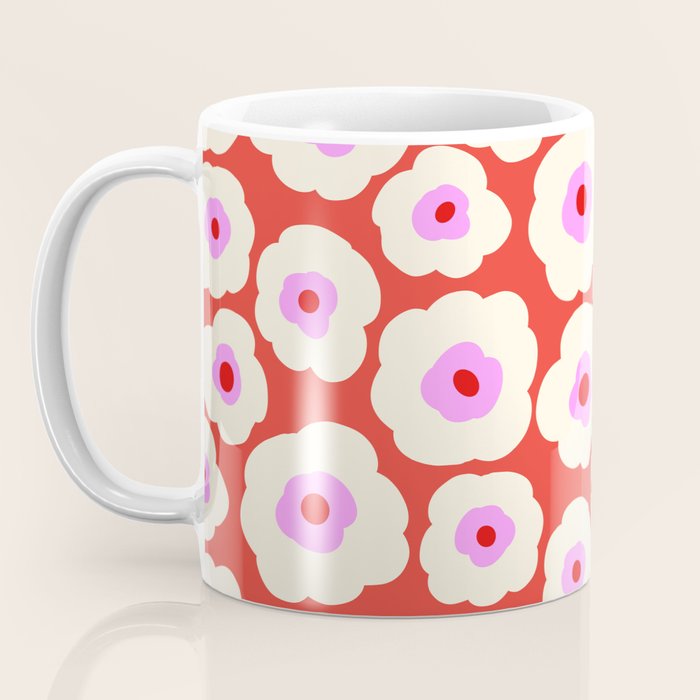 Pink, Red and White Flower Coffee Mug Gallery Image 3