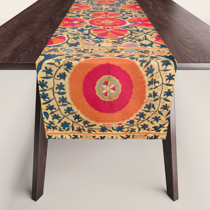 Kermina Suzani Uzbekistan Print Table Runner Gallery Image 1