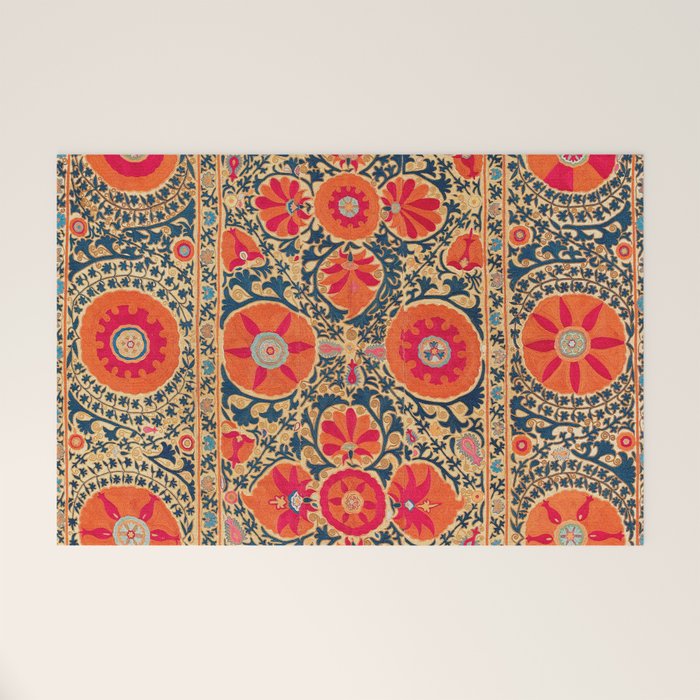 Kermina Suzani Uzbekistan Print Welcome Mat Gallery Image 1