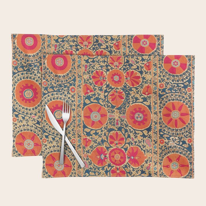 Kermina Suzani Uzbekistan Print Placemat Gallery Image 1