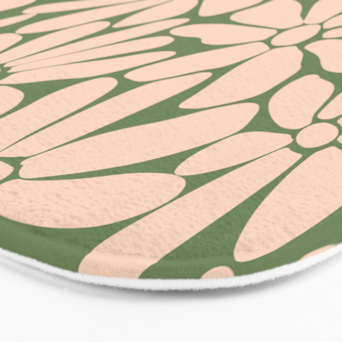 Retro Floral - Green and Cream  Bath Mat Gallery Image 3