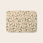 Retro Floral - Green and Cream  Bath Mat Gallery Image 1