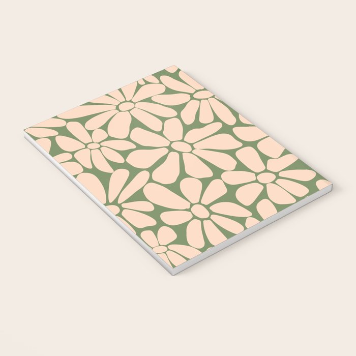 Retro Floral - Green and Cream  Notebook Gallery Image 3