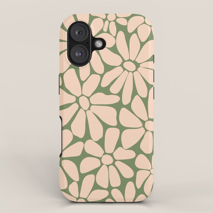 Retro Floral - Green and Cream  iPhone Case Gallery Image 1