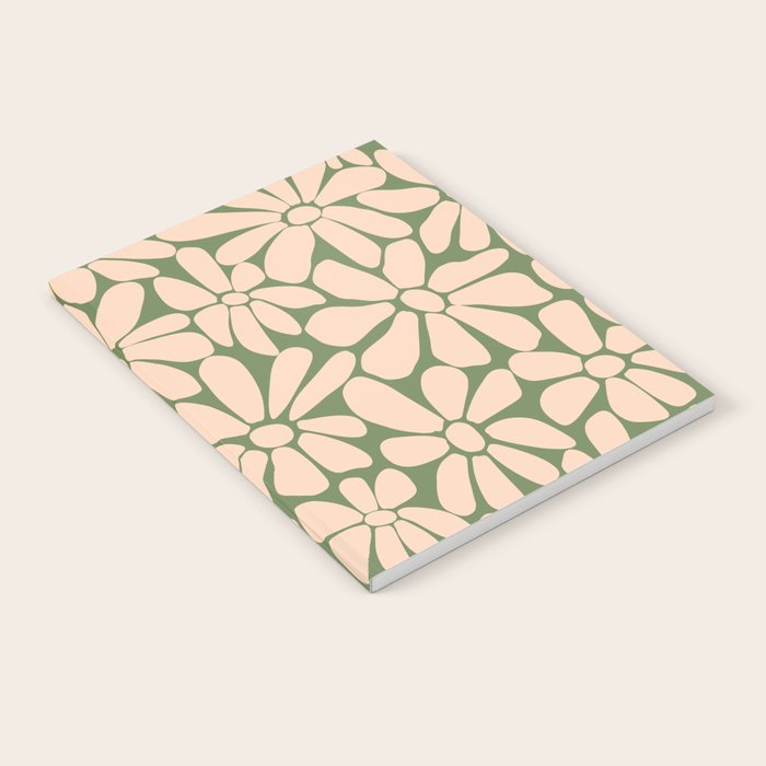 Retro Floral - Green and Cream  Notebook Gallery Image 2