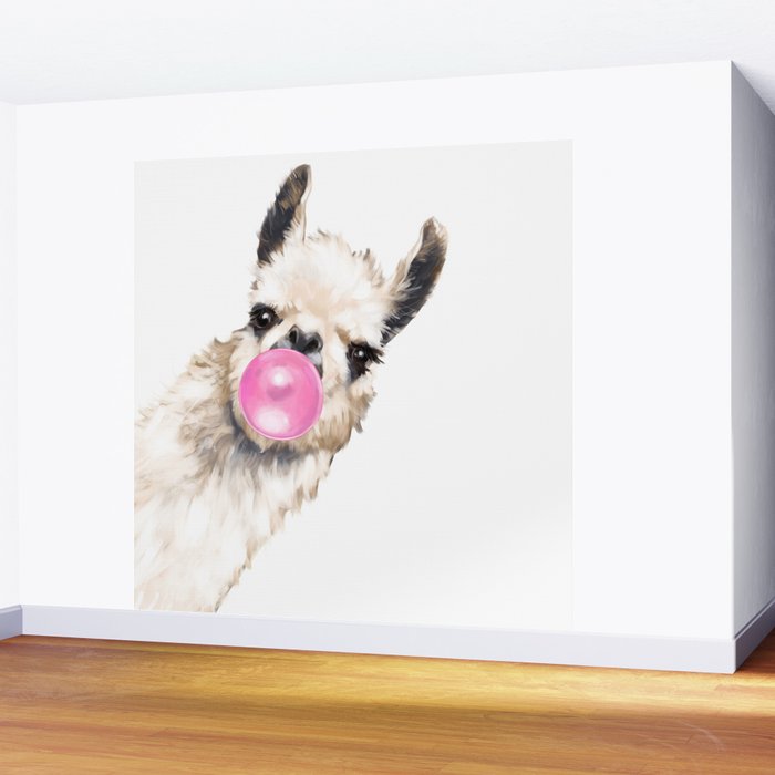 Bubble Gum Sneaky Llama Wall Mural Gallery Image 2