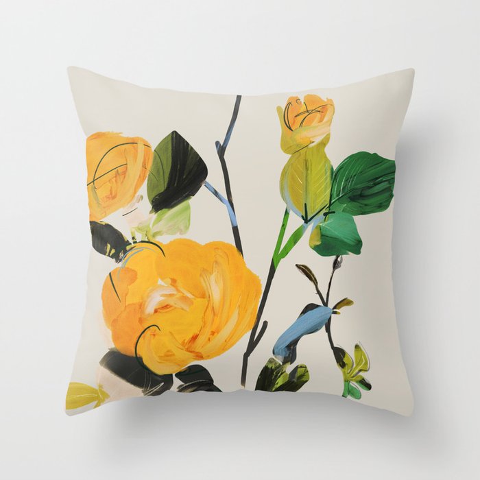 Yellow Flowers 2 Throw Pillow Gallery Image 1