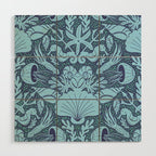 Neptune's joy dublex blue damask reworked Wood Wall Art Gallery Image 1