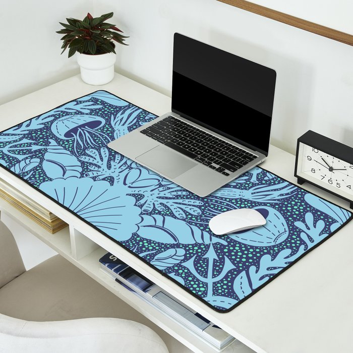 Neptune's joy dublex blue damask reworked Desk Mat Gallery Image 2