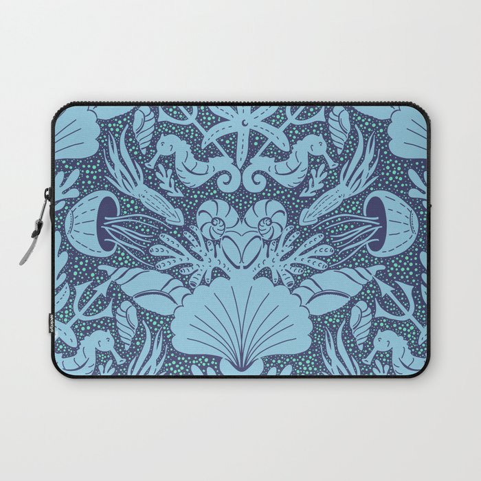 Neptune's joy dublex blue damask reworked Laptop Sleeve Gallery Image 1