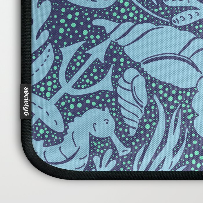 Neptune's joy dublex blue damask reworked Laptop Sleeve Gallery Image 3