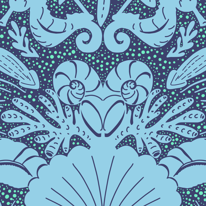 Neptune's joy dublex blue damask reworked Coffee Mug Gallery Image 2