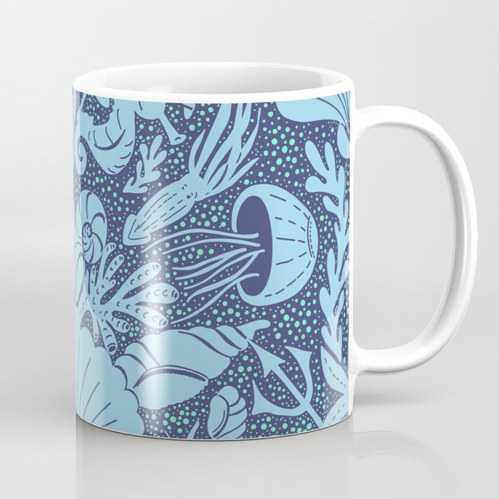 Neptune's joy dublex blue damask reworked Coffee Mug Gallery Image 1