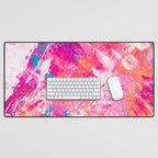 Vibrant Colorful Abstract Splatter Painting with Glitter Desk Mat Gallery Image 1