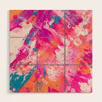 Vibrant Colorful Abstract Splatter Painting with Glitter Wood Wall Art Gallery Image 1