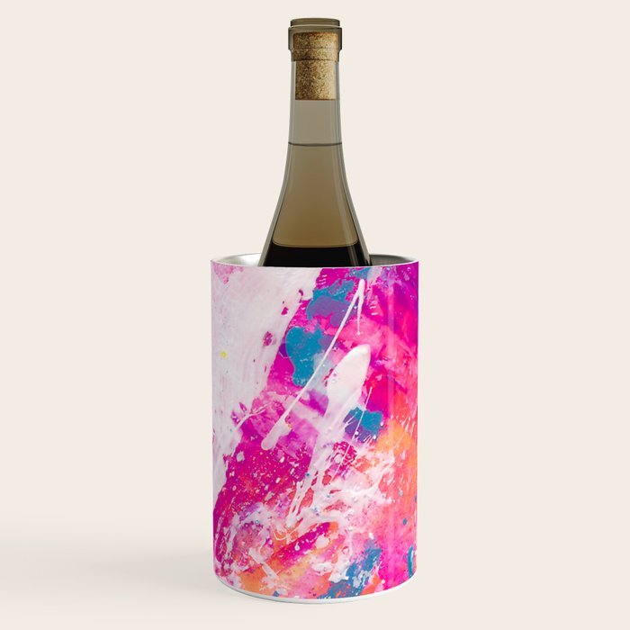 Vibrant Colorful Abstract Splatter Painting with Glitter Wine Chiller Gallery Image 2