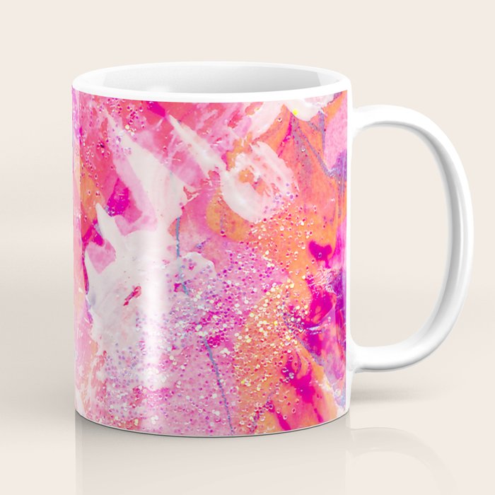 Vibrant Colorful Abstract Splatter Painting with Glitter Coffee Mug Gallery Image 1