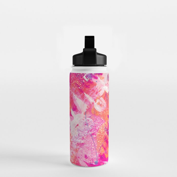 Vibrant Colorful Abstract Splatter Painting with Glitter Water Bottle Gallery Image 2
