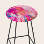 Vibrant Colorful Abstract Splatter Painting with Glitter Stool Gallery Image 2