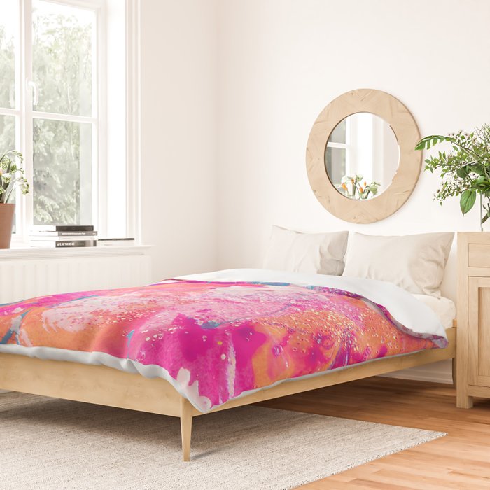 Vibrant Colorful Abstract Splatter Painting with Glitter Duvet Cover Gallery Image 2