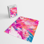 Vibrant Colorful Abstract Splatter Painting with Glitter Jigsaw Puzzle Gallery Image 2