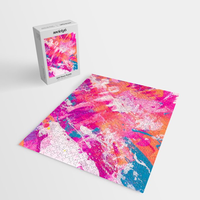 Vibrant Colorful Abstract Splatter Painting with Glitter Jigsaw Puzzle Gallery Image 2