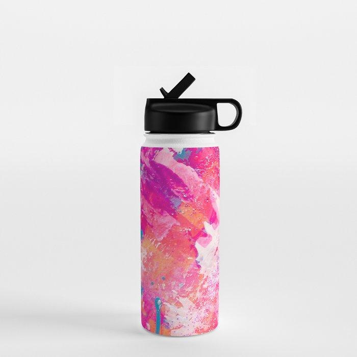 Vibrant Colorful Abstract Splatter Painting with Glitter Water Bottle Gallery Image 1
