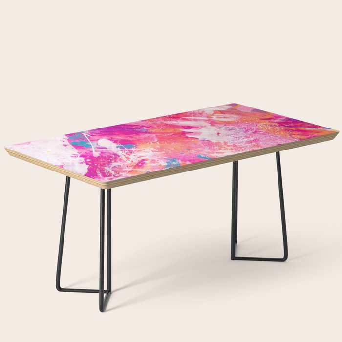 Vibrant Colorful Abstract Splatter Painting with Glitter Coffee Table Gallery Image 1