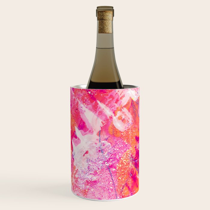 Vibrant Colorful Abstract Splatter Painting with Glitter Wine Chiller Gallery Image 3
