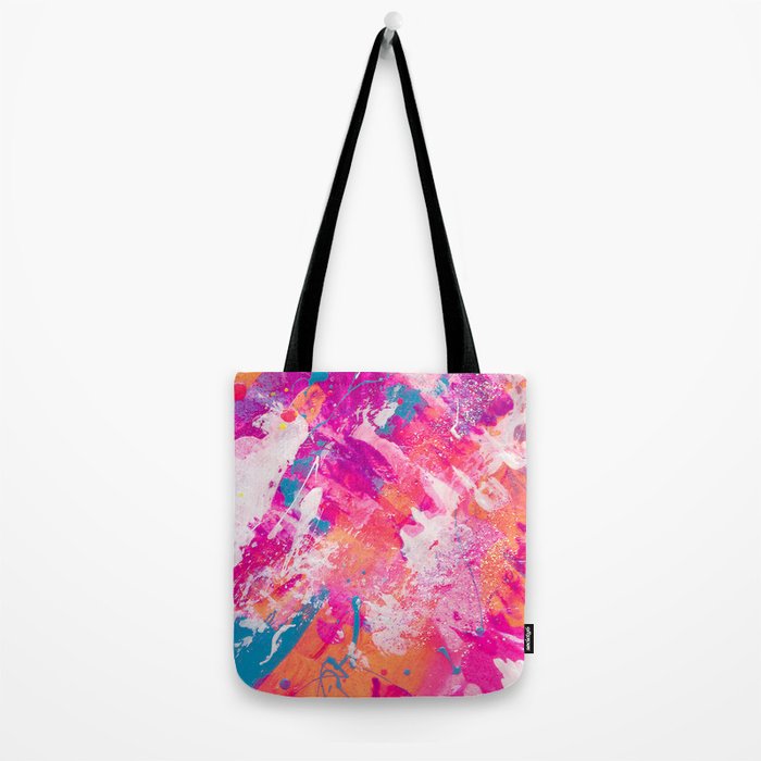 Vibrant Colorful Abstract Splatter Painting with Glitter Tote Bag Gallery Image 2