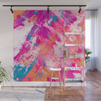 Vibrant Colorful Abstract Splatter Painting with Glitter Wall Mural Gallery Image 1