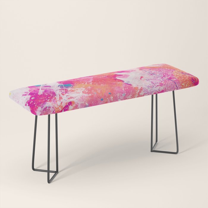Vibrant Colorful Abstract Splatter Painting with Glitter Bench Gallery Image 1