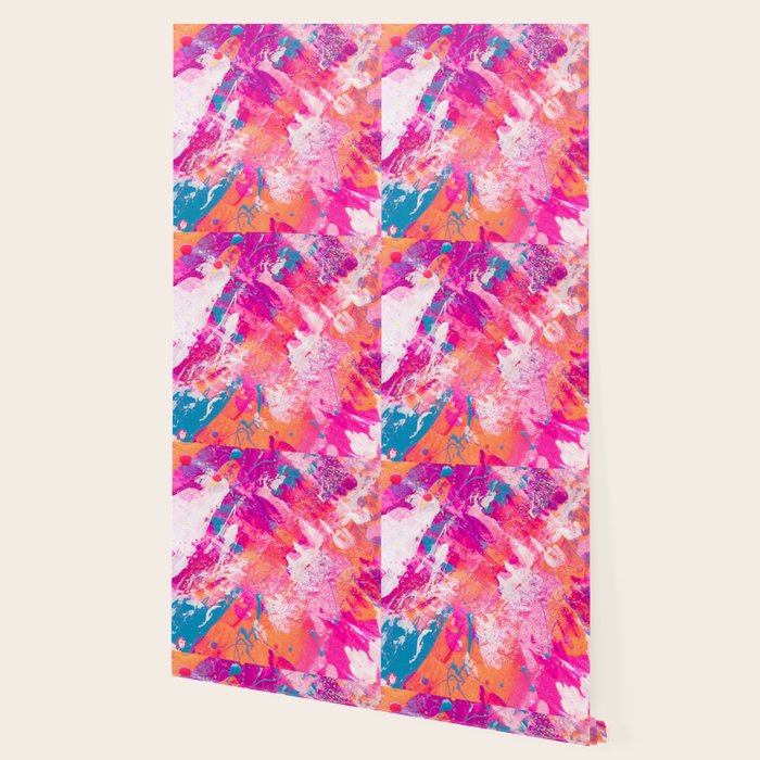 Vibrant Colorful Abstract Splatter Painting with Glitter Wallpaper Gallery Image 2