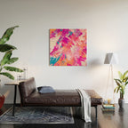 Vibrant Colorful Abstract Splatter Painting with Glitter Wood Wall Art Gallery Image 2
