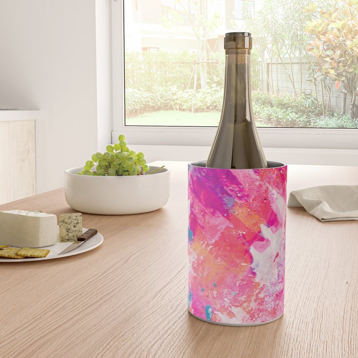 Vibrant Colorful Abstract Splatter Painting with Glitter Wine Chiller Gallery Image 4