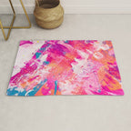 Vibrant Colorful Abstract Splatter Painting with Glitter Rug Gallery Image 1