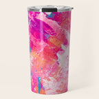 Vibrant Colorful Abstract Splatter Painting with Glitter Travel Mug Gallery Image 1