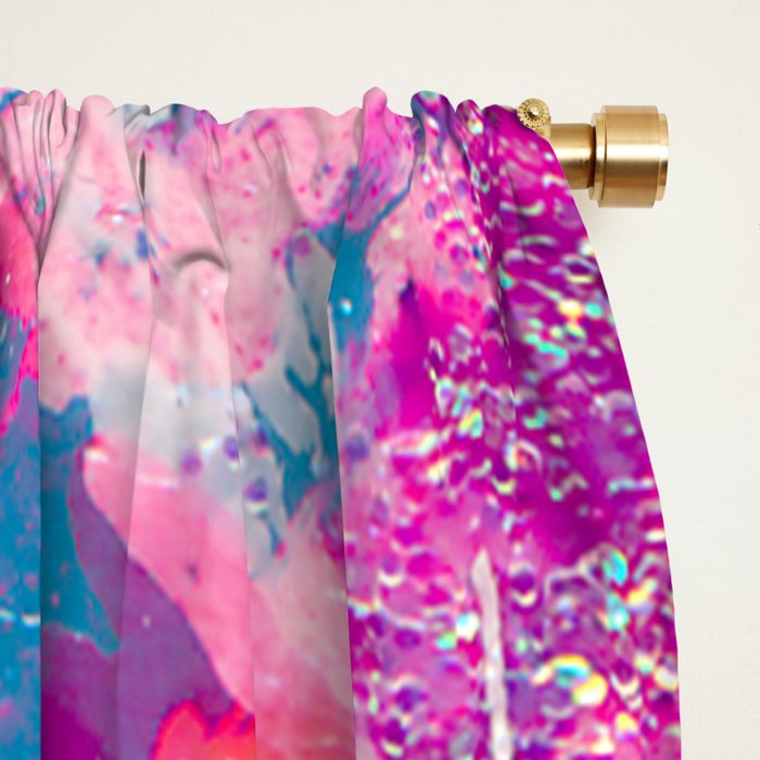 Vibrant Colorful Abstract Splatter Painting with Glitter Window Curtain Gallery Image 2