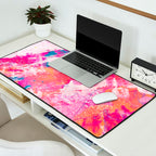 Vibrant Colorful Abstract Splatter Painting with Glitter Desk Mat Gallery Image 2