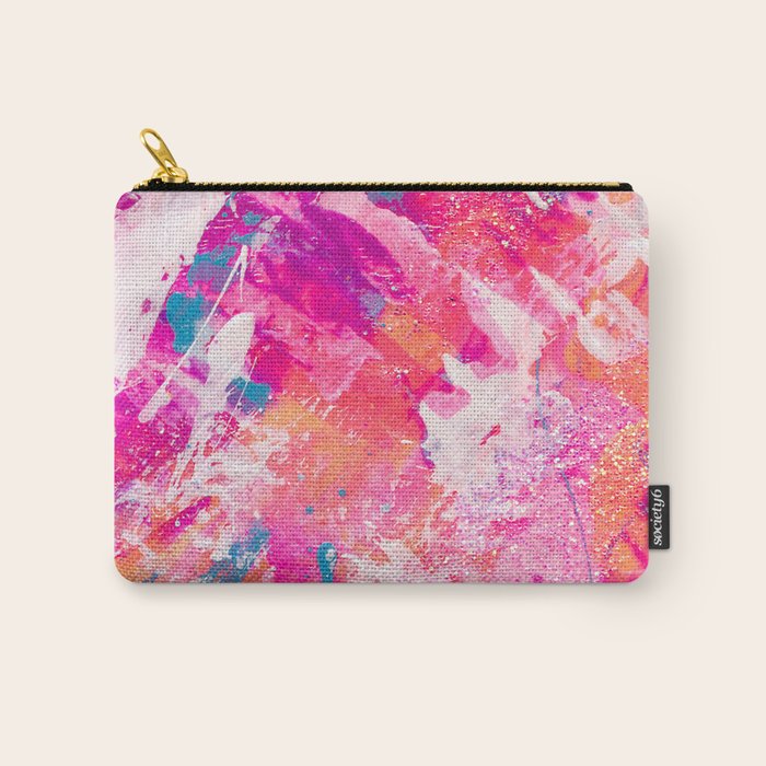 Vibrant Colorful Abstract Splatter Painting with Glitter Carry All Pouch Gallery Image 1