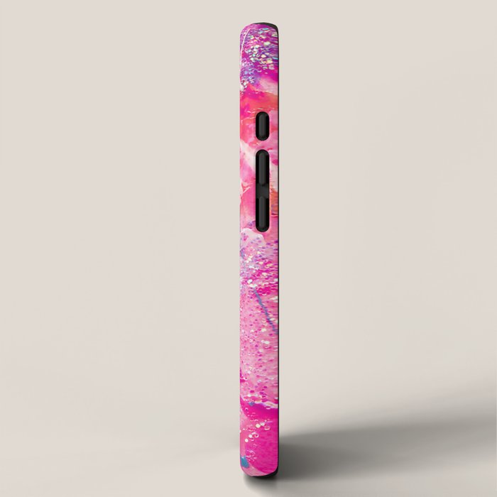 Vibrant Colorful Abstract Splatter Painting with Glitter iPhone Case Gallery Image 2