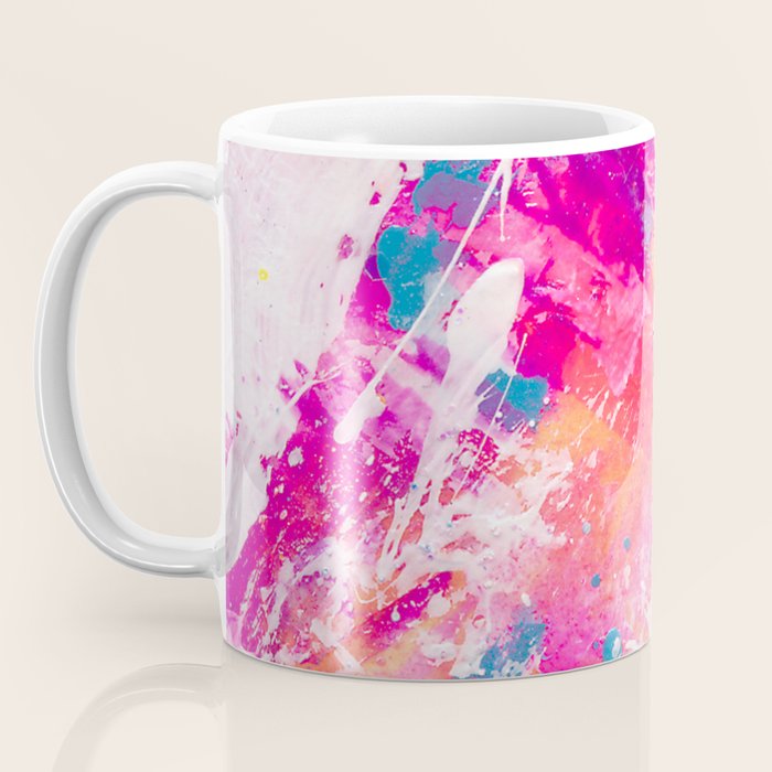 Vibrant Colorful Abstract Splatter Painting with Glitter Coffee Mug Gallery Image 3