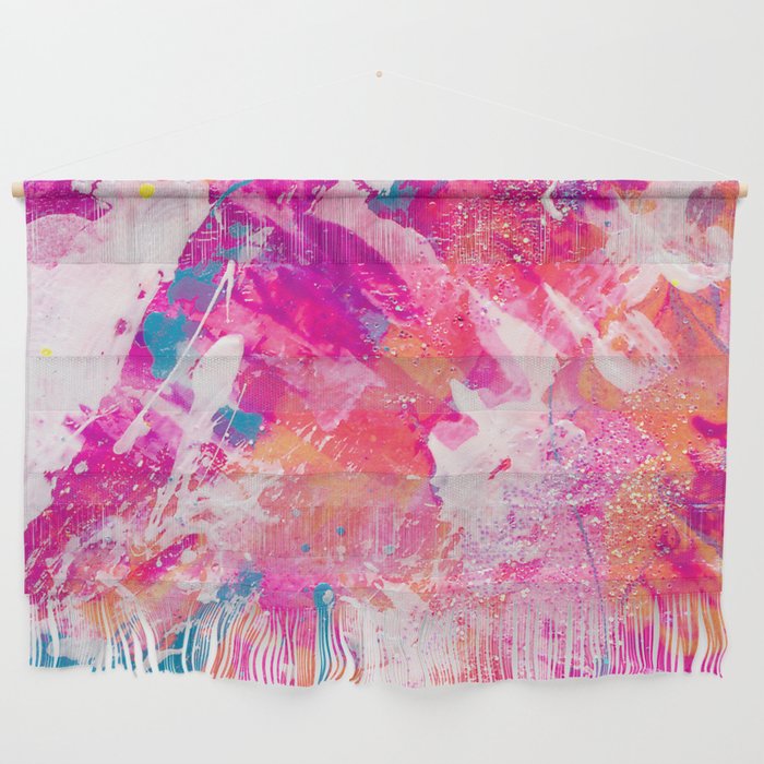 Vibrant Colorful Abstract Splatter Painting with Glitter Wall Hanging Gallery Image 1