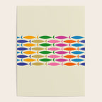 Fish Stripe Colorful Minimalist Mid Century Modern Fish Pattern Poster Gallery Image 4