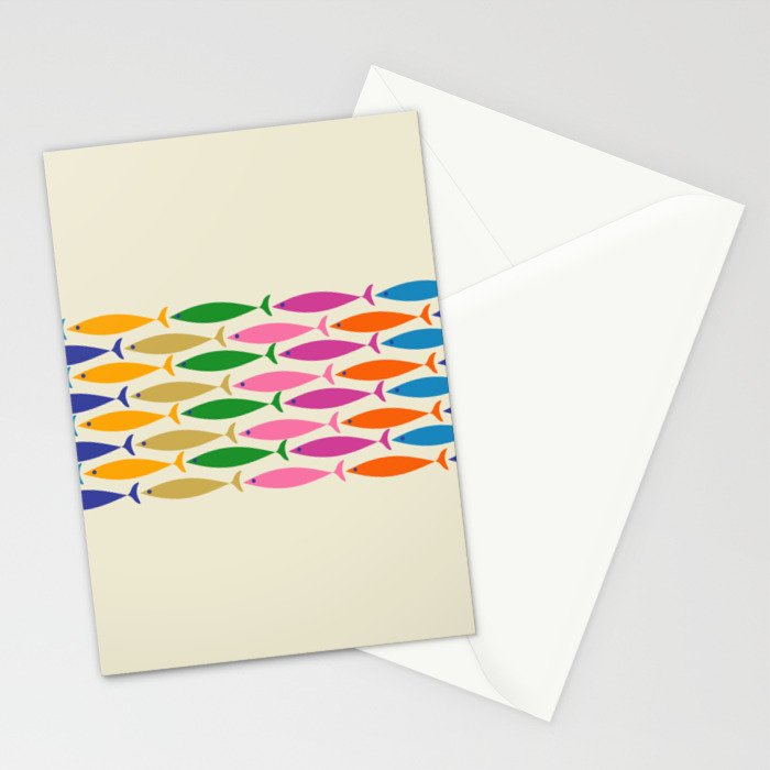 Fish Stripe Colorful Minimalist Mid Century Modern Fish Pattern Stationery Card Gallery Image 2